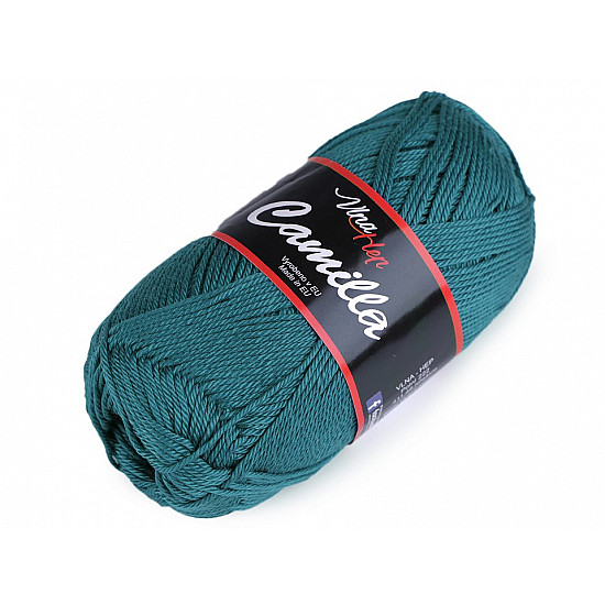 Strickgarn aus Baumwolle Camilla 50 g - Petrol blau