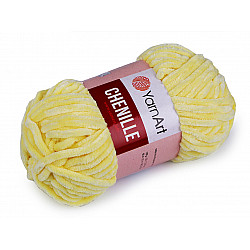 Strickgarn Chenille 100 g, weiss-gelb