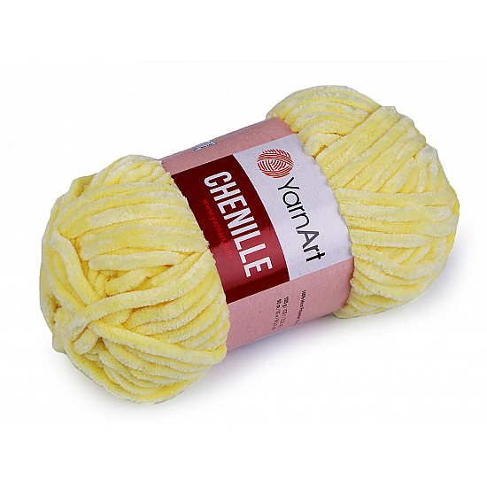 Strickgarn Chenille 100 g, weiss-gelb