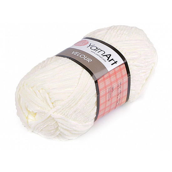 Strickgarn Chenille Velour 100 g, créme sehr hell