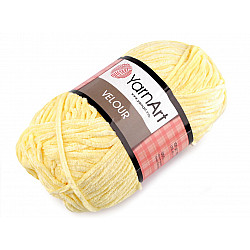 Strickgarn Chenille Velour 100 g, weiss-gelb