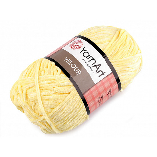 Strickgarn Chenille Velour 100 g, weiss-gelb