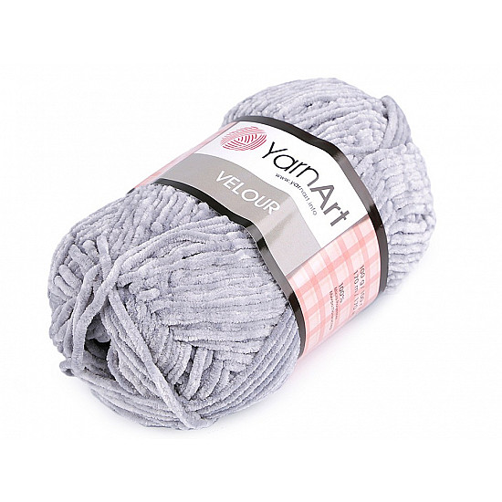 Strickgarn Chenille Velour 100 g, hell-grau