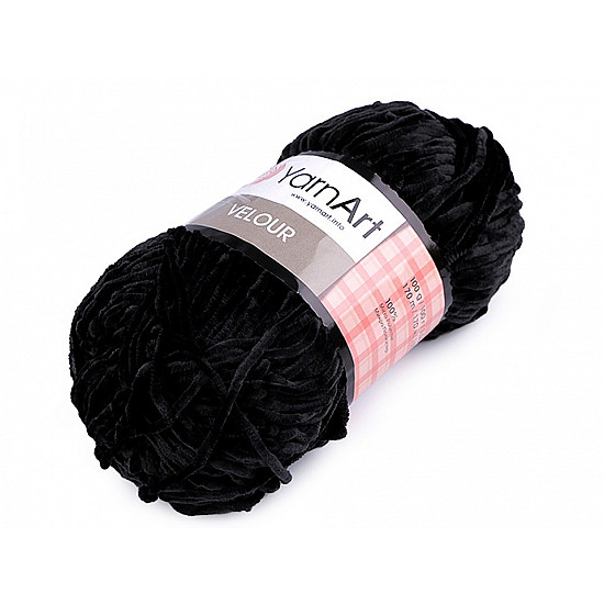 Strickgarn Chenille Velour 100 g, schwarz