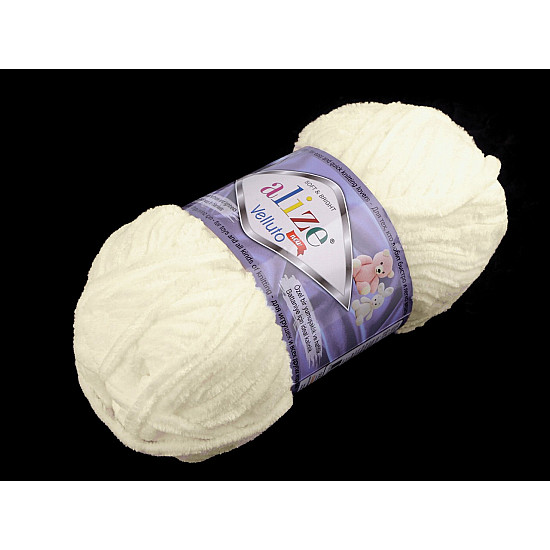 Chenille Strickgarn Alize Velluto 100 g, hell-créme