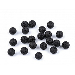 Mineral Perlen schwarze Lava Ø8 mm (Packung 24 Stück)