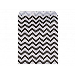 Papiertüte Chevron 15x22,5 cm (Packung 100 Stück) - weiß-schwarz