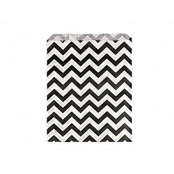 Papiertüte 13x17 cm (Packung 100 Stück) - weiß-schwarz - chevron