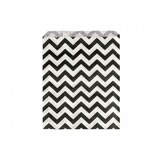 Papiertüte 13x17 cm (Packung 100 Stück) - weiß-schwarz - chevron