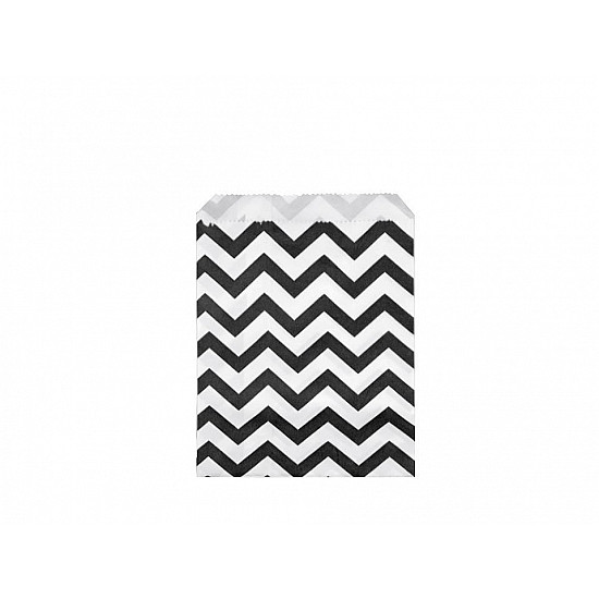 Papiertüte 10x14 cm (Packung 100 Stück) - weiß-schwarz - chevron