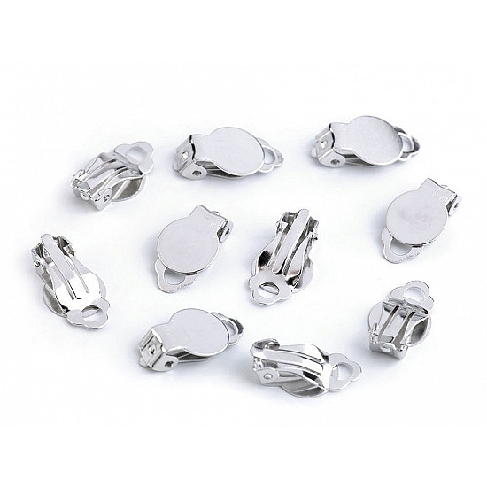 Ohrringe Clips Rohling 10x18 mm, platine, 10 Stück