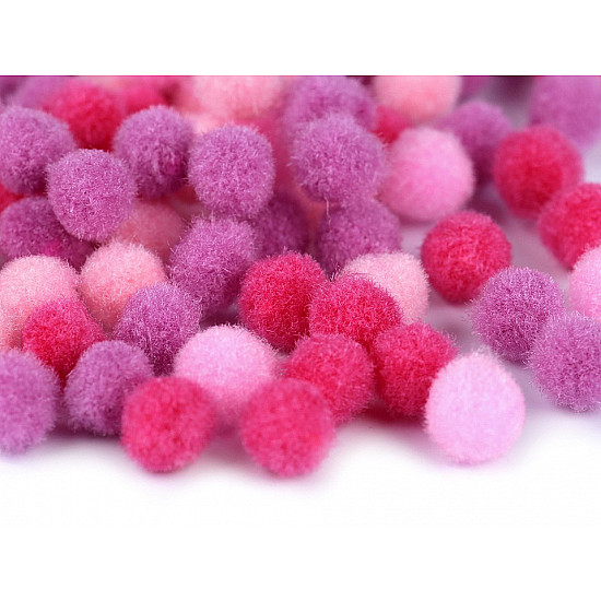 Bommel Farbenmix Ø10 mm, rosa, 1 Tüte