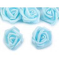 Dekoration Rose Ø4 cm, Azzuro blau, 10 Stück