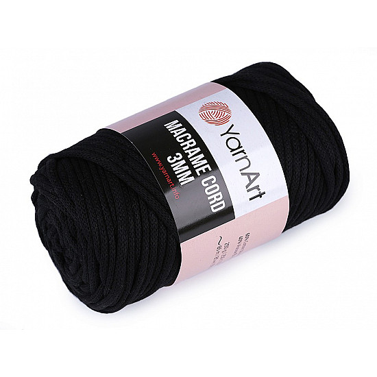 Strickgarn Macrame Cord 250 g - schwarz, 1 Buc.