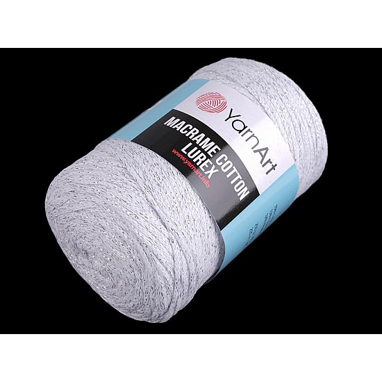 Strickgarn Macrame Cotton Lurex 250 g - weiß - ezüst, 1 Buc.