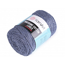 Stricken / Häkeln Baumwoll Makramee mit Lurex, 250 g - blauer Denim - Silber