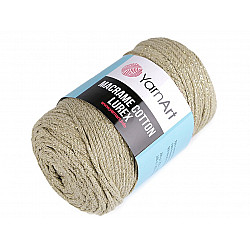 Strickgarn Macrame Cotton Lurex 250 g - beige - arany, 1 Buc.