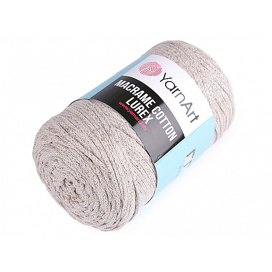 Strickgarn Macrame Cotton Lurex 250 g - hellbeige - ezüst, 1 Buc.