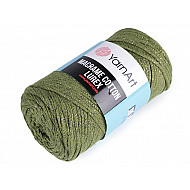 Strickgarn Macrame Cotton Lurex 250 g - Olive - arany, 1 Buc.