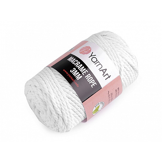 Strickgarn Macrame Rope 3 mm 250 g - weiß, 1 Buc.