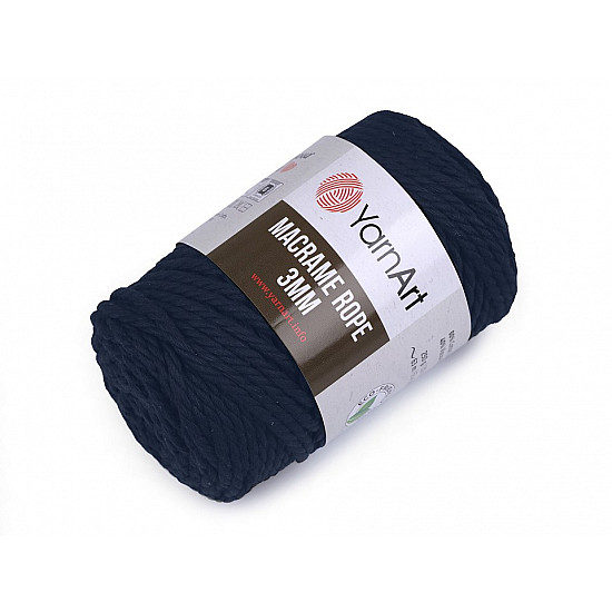 Strickgarn Macrame Rope 3 mm 250 g - dunkelblau, 1 Buc.