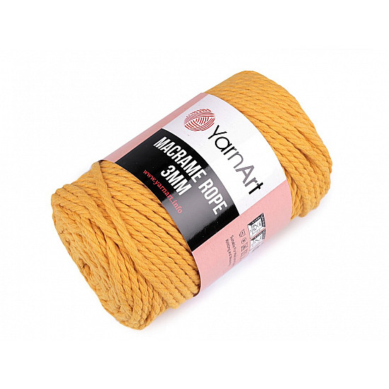 Strickgarn Macrame Rope 3 mm 250 g - Senf-braun, 1 Buc.