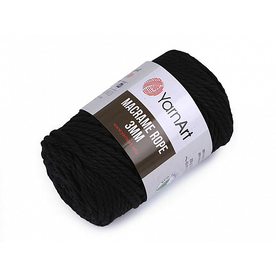 Strickgarn Macrame Rope 3 mm 250 g - schwarz, 1 Buc.