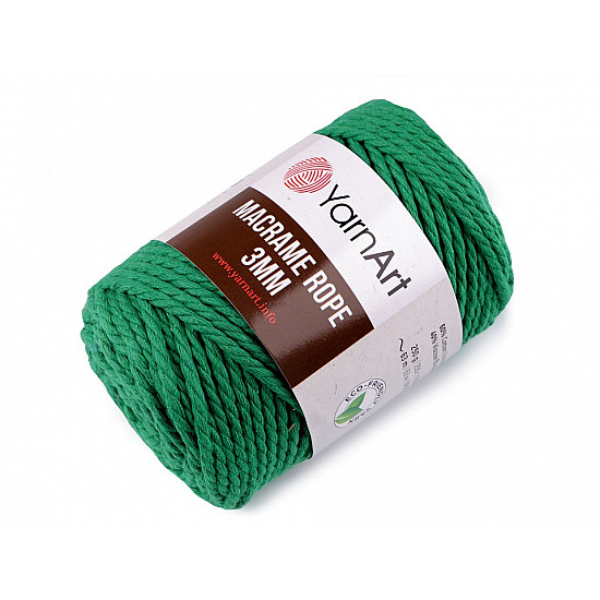 Strick- / gehäkelte Makramee-Seil, 3 mm, 250 g - grün