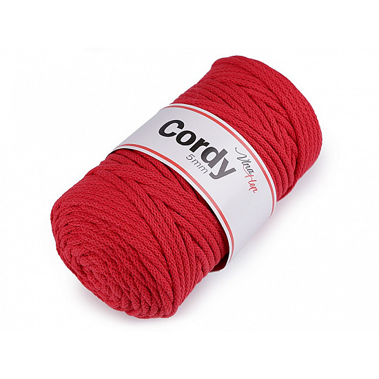 Gestrickter Thread / Macrame Cord, (Paket 100 m) - rotes Cinabar